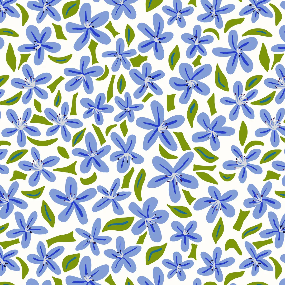 Cheerful violet agapanthus seamless pattern designed for youth fabric and children's apparel