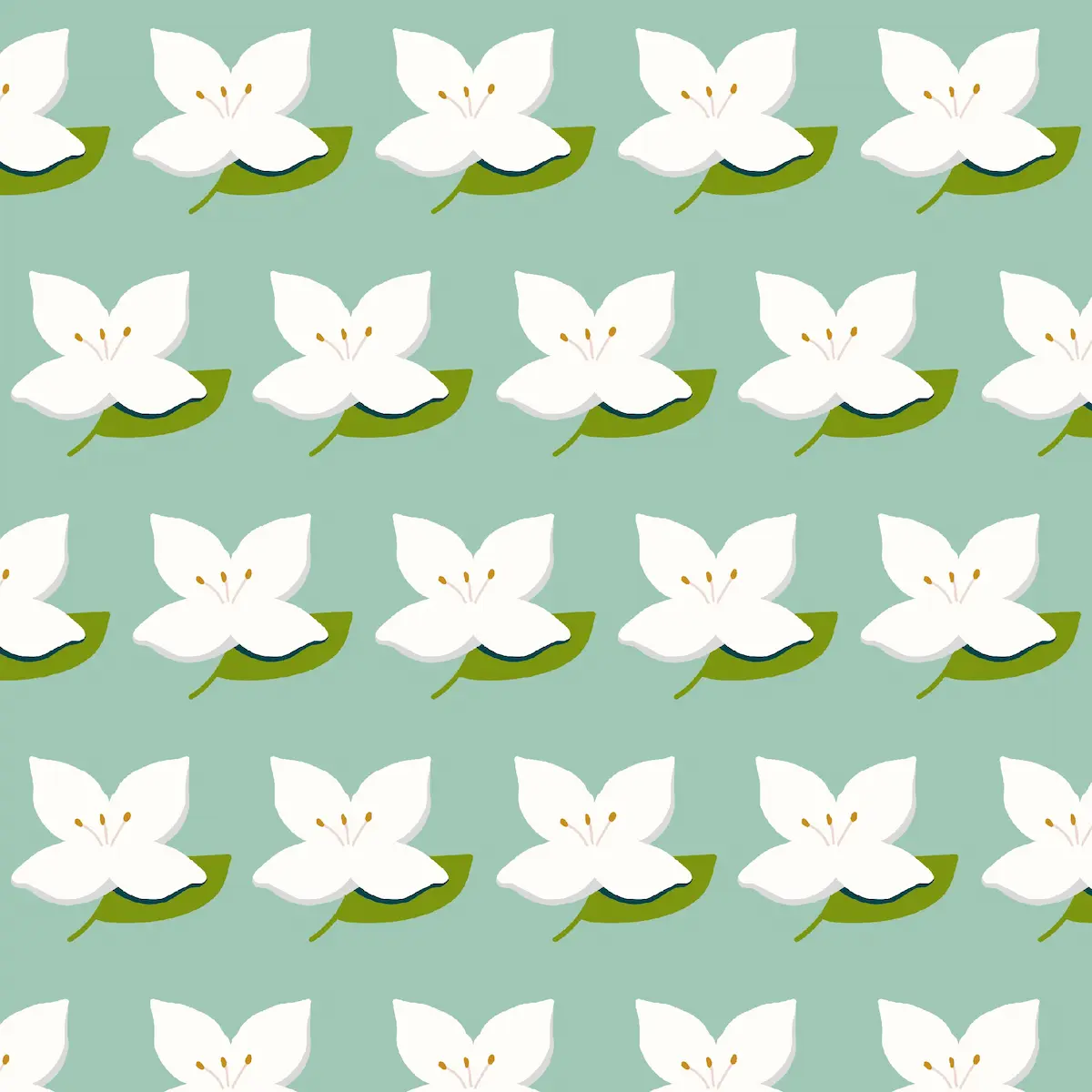 Delicate white jasmine flower pattern with simple blooms for children's clothing and fabric design