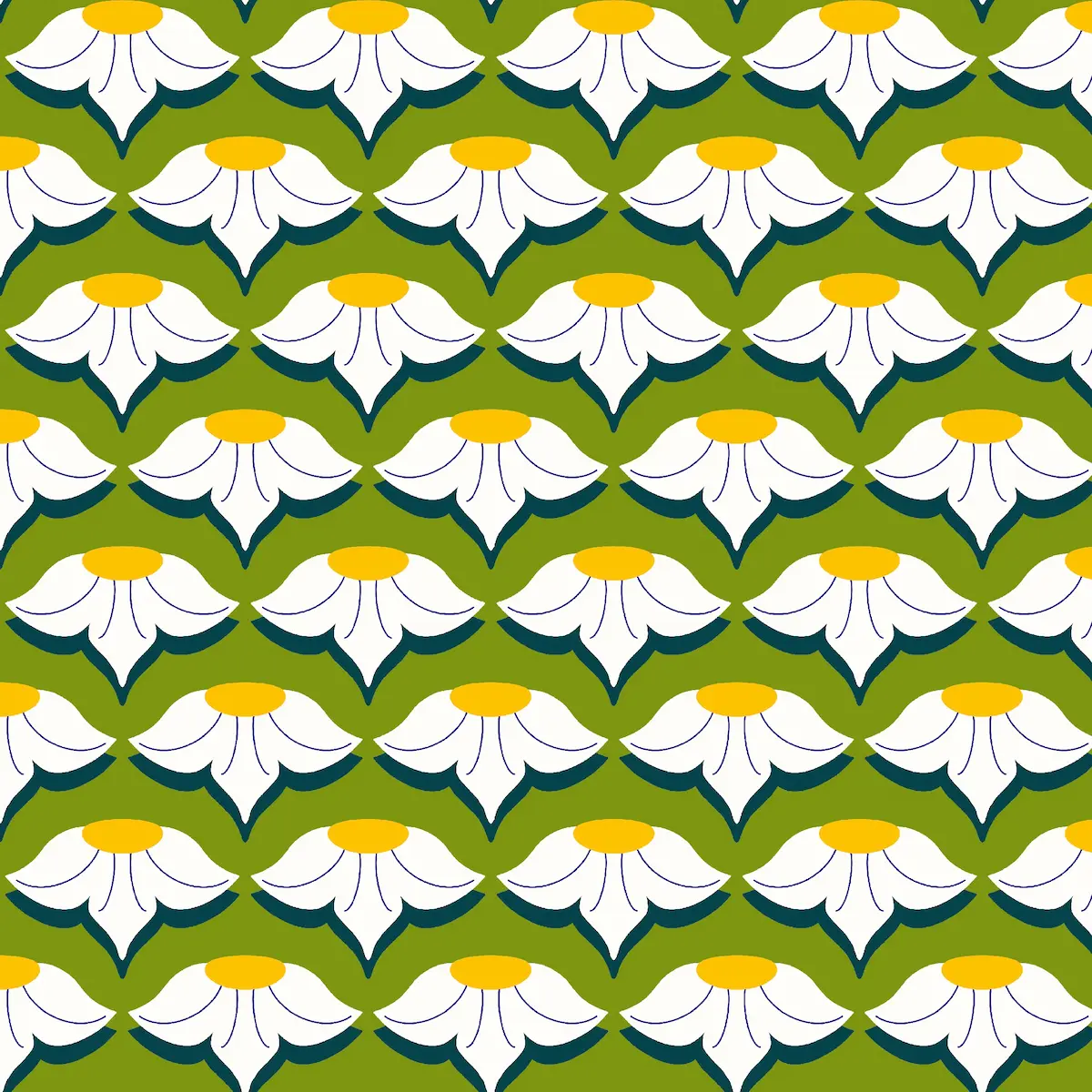 Cheerful lily flower pattern in white and yellow designed for children's spring and summer clothing