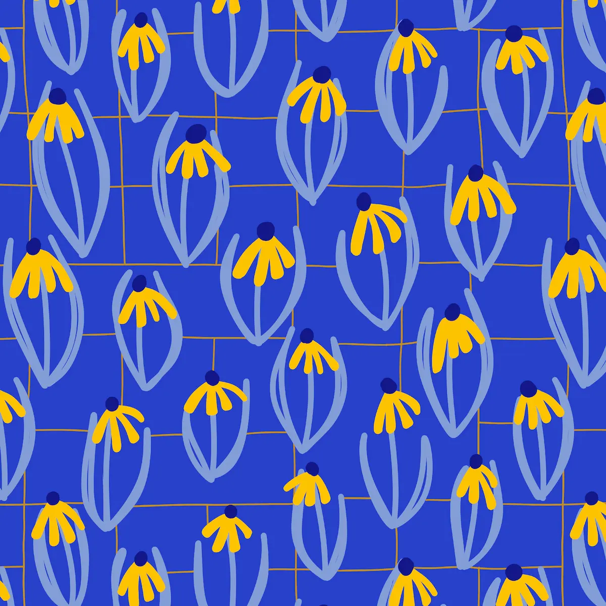 Cheerful yellow coneflower pattern with bright blooms designed for children's summer apparel