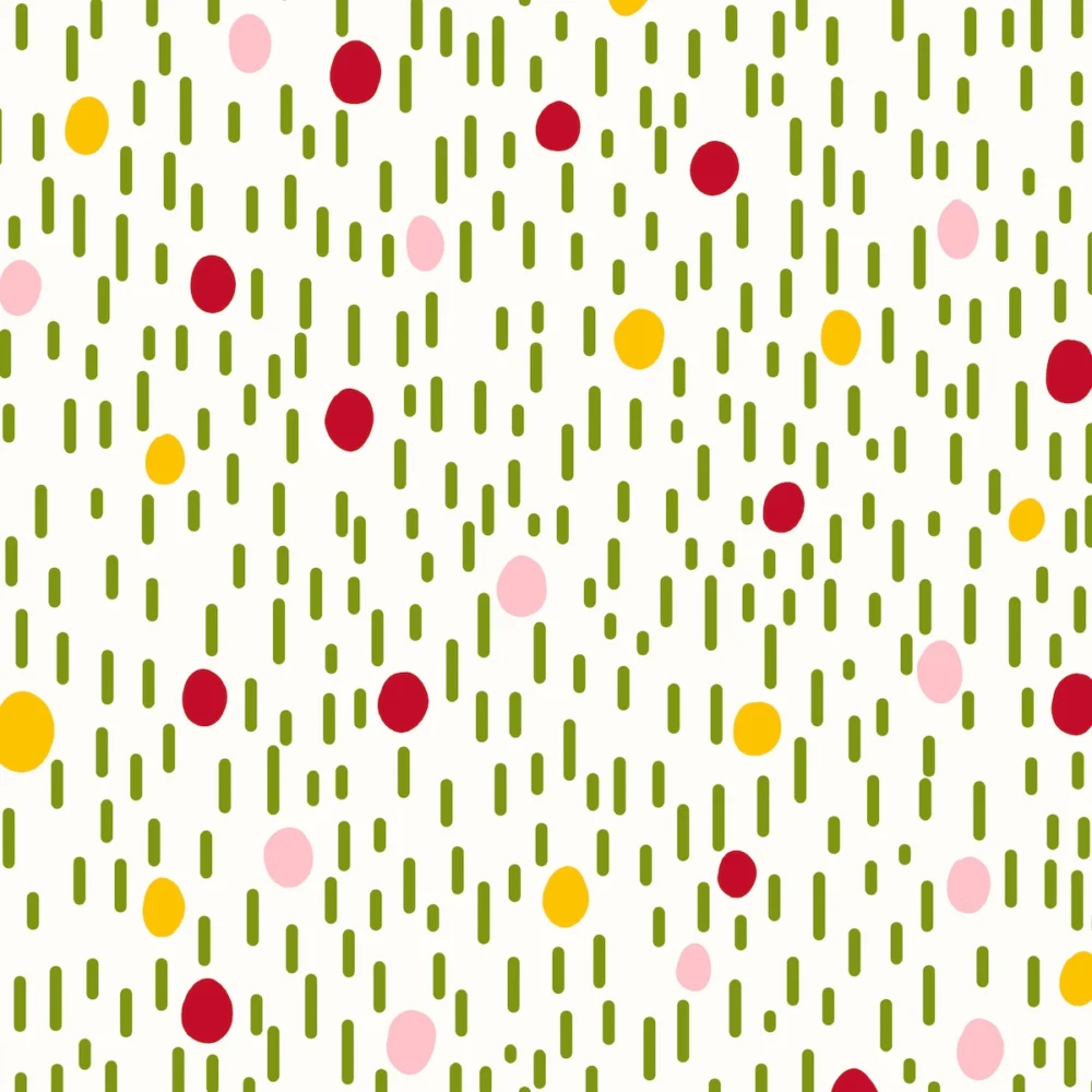 Playful scattered Easter egg pattern in green grass for children's spring and Easter clothing