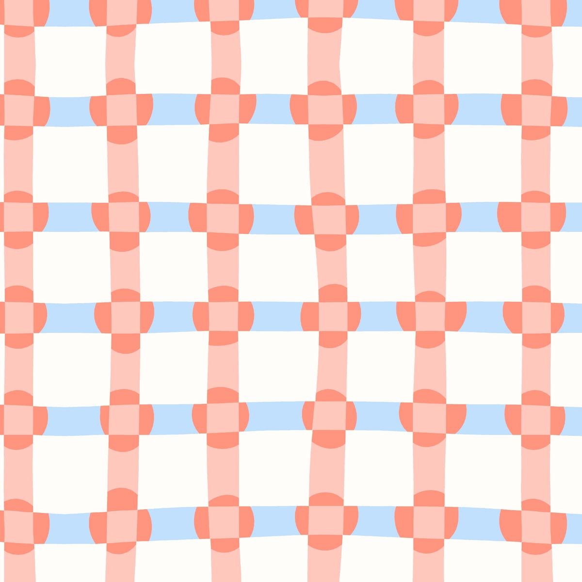 Modern geometric flower pattern with abstract shapes and lines in pink and blue for children's clothing